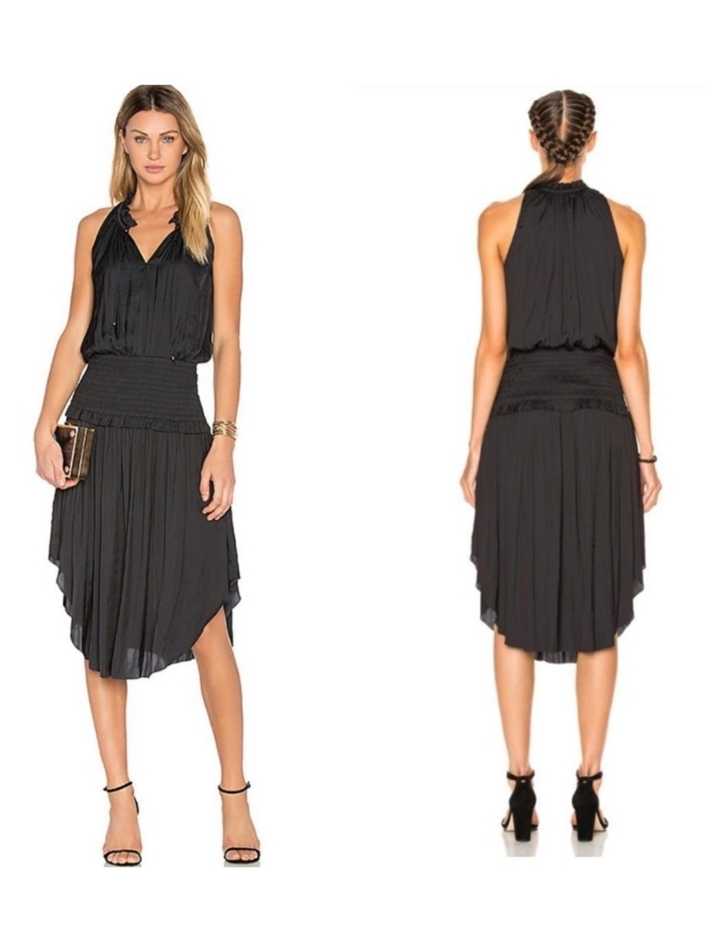 Ulla Johnson Cleo Satin Smocked Midi Dress